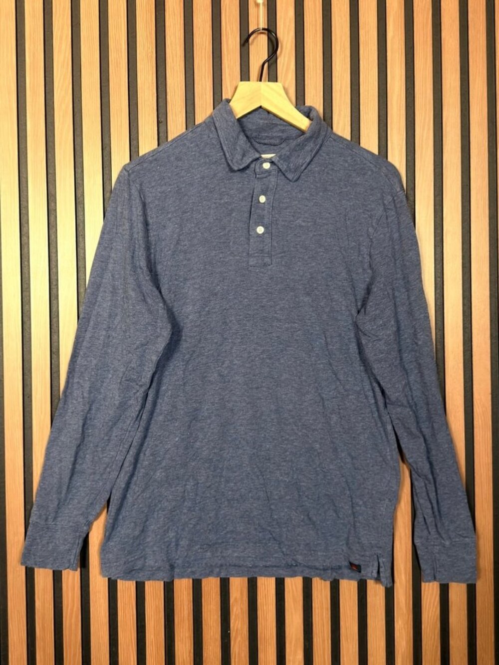 Faherty Polo Shirt Medium Blue Long Sleeve Collaredn Modal Pima Cotton Stretch